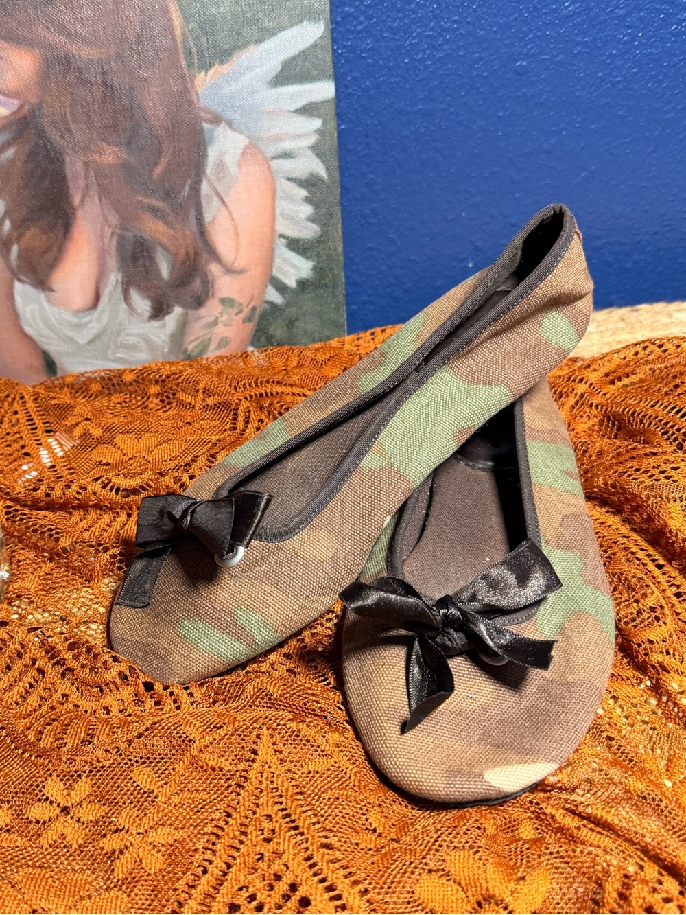 Rare Y2K Old navy ballet camo flats size 6 canvas w…